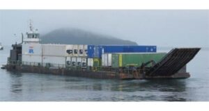 The integrated tug and barge Krystal Sea and Cordova Provider in 2013, before the grounding.  Credit: NTSB