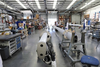 Inside the Seldén Mast production facility at Gosport