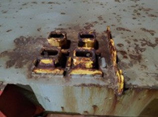 Figure 1 Corroded container securing points